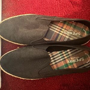 Sperry sailor twin gore black jute slip size 8